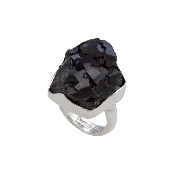 Charles Albert Sterling Silver Black Andradite Garnet Adjustable Ring Sterling Silver Rings
