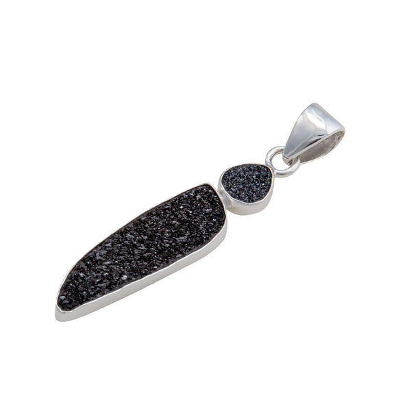 Charles Albert Sterling Silver Black Druzy Double Pendant Sterling Silver Pendants