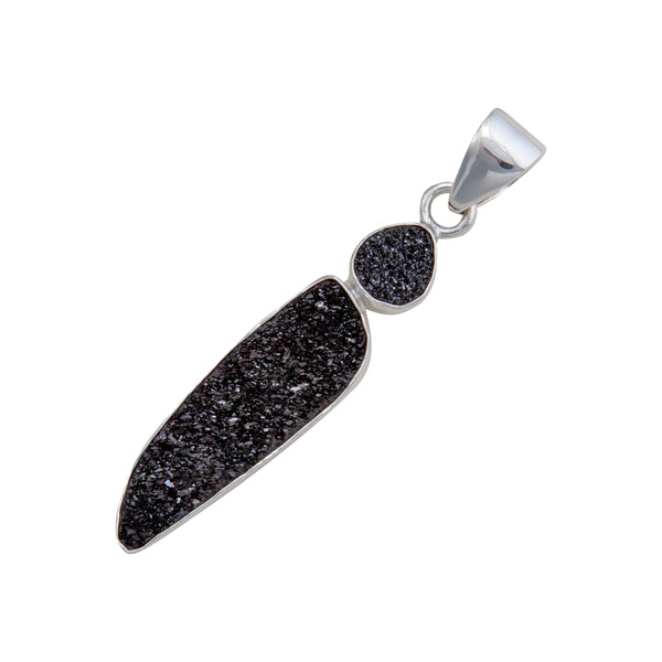 Charles Albert Sterling Silver Black Druzy Double Pendant Sterling Silver Pendants