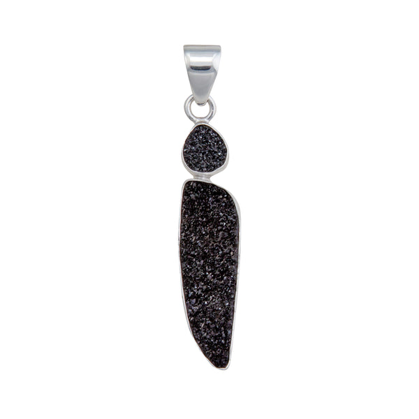 Charles Albert Sterling Silver Black Druzy Double Pendant Sterling Silver Pendants