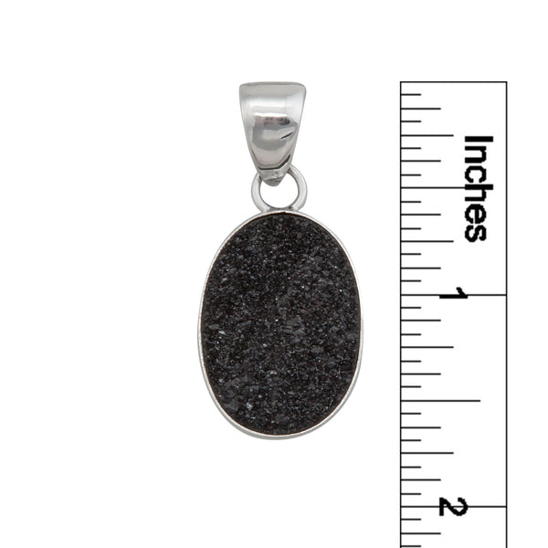 Charles Albert Sterling Silver Black Druzy Oval Pendant Sterling Silver Pendants