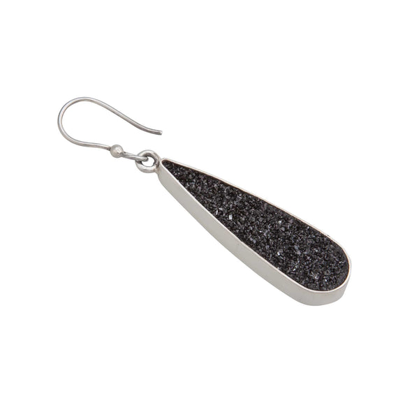 Charles Albert Sterling Silver Black Druzy Teardrop Earrings Sterling Silver Earrings