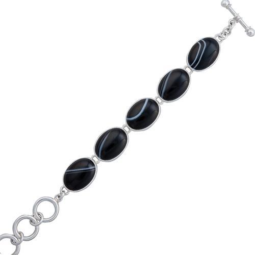 charles albert Sterling Silver Black Sardonyx Bracelet Sterling Silver Bracelets + Cuffs