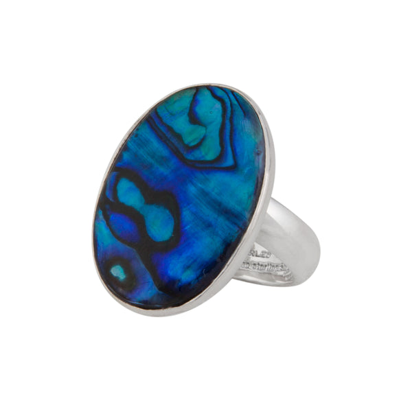 charles albert Sterling Silver Blue Abalone Adjustable Ring Sterling Silver Rings
