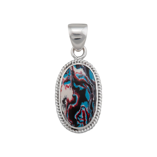 charles albert Sterling Silver Blue Fordite Oval Rope Pendant Sterling Silver Pendants