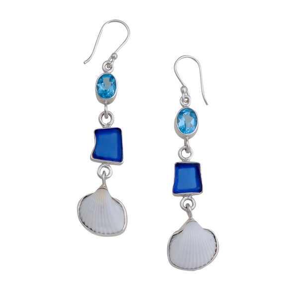 charles albert Sterling Silver Blue Ocean Breeze Drop Earrings Sterling Silver Earrings