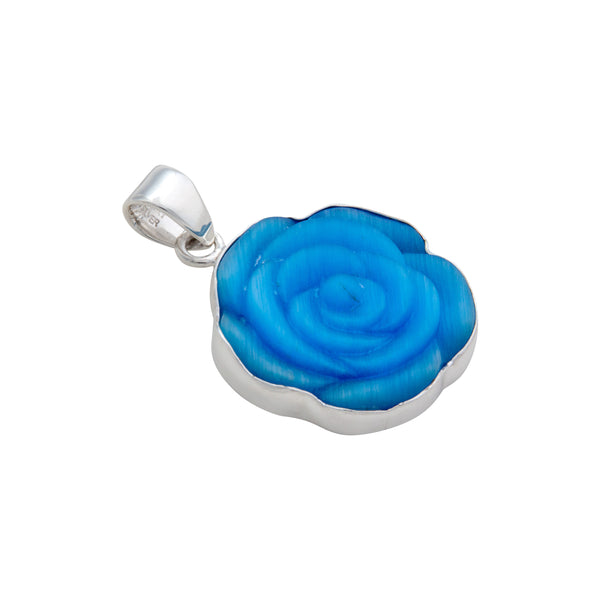 Charles Albert Sterling Silver Blue Rose Fiber Optic Pendant Sterling Silver Pendants