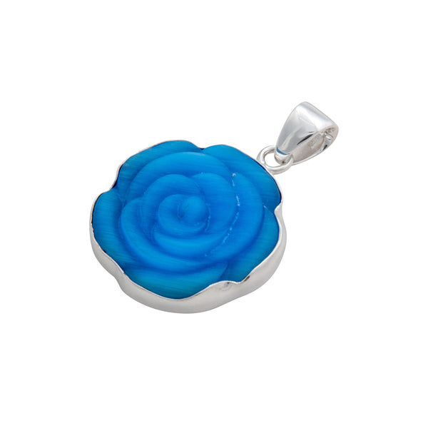 Charles Albert Sterling Silver Blue Rose Fiber Optic Pendant Sterling Silver Pendants