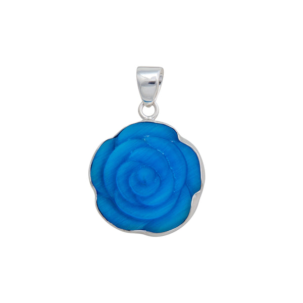 charles albert Sterling Silver Blue Rose Fiber Optic Pendant Sterling Silver Pendants