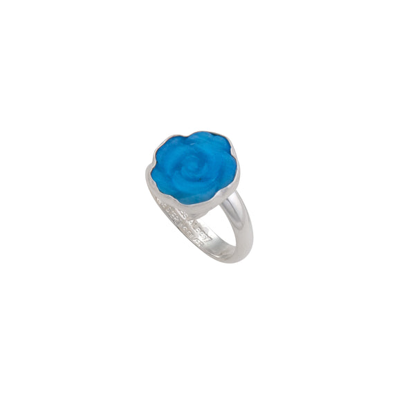 Charles Albert Sterling Silver Blue Rose Fiber Optic Petite Adjustable Ring Sterling Silver Rings