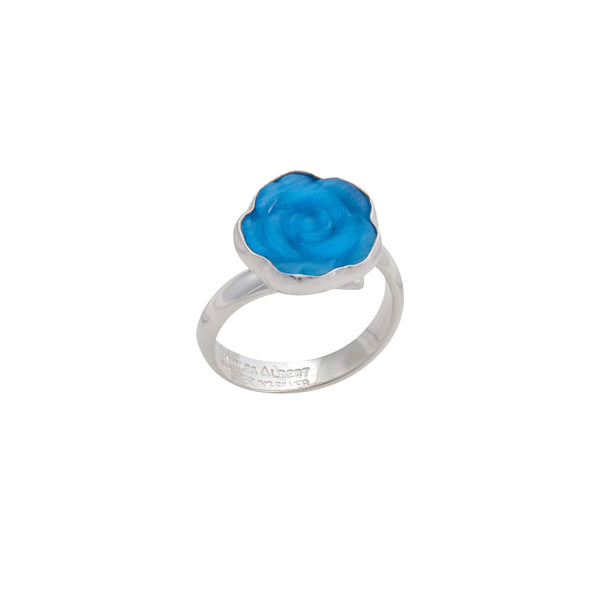Charles Albert Sterling Silver Blue Rose Fiber Optic Petite Adjustable Ring Sterling Silver Rings