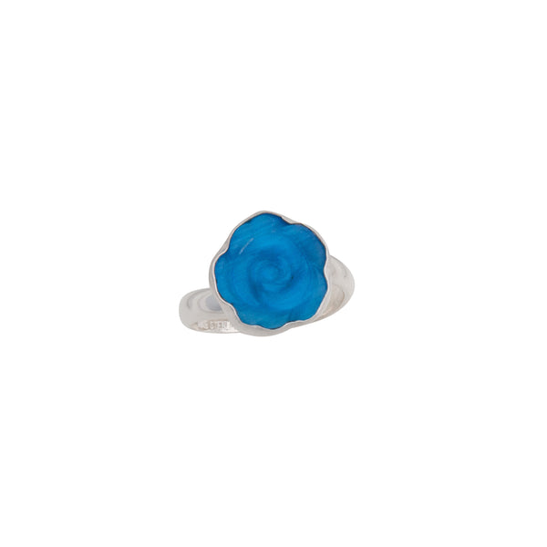 charles albert Sterling Silver Blue Rose Fiber Optic Petite Adjustable Ring Sterling Silver Rings
