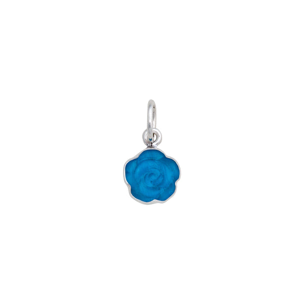 charles albert Sterling Silver Blue Rose Fiber Optic Petite Charm Pendant Sterling Silver Pendants
