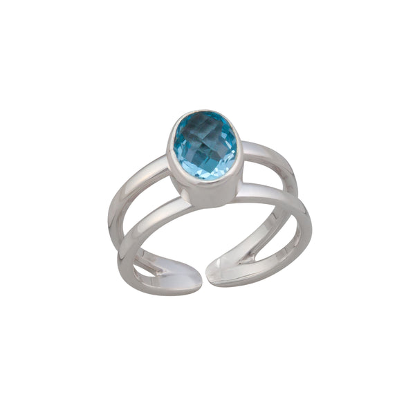 Charles Albert Sterling Silver Blue Topaz Adjustable Cuff Ring Sterling Silver Rings