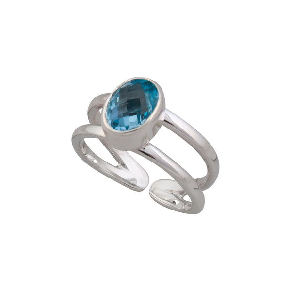 Charles Albert Sterling Silver Blue Topaz Adjustable Cuff Ring Sterling Silver Rings