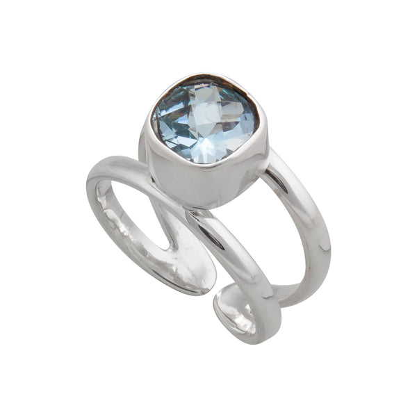 Charles Albert Sterling Silver Blue Topaz Adjustable Cuff Ring Sterling Silver Rings