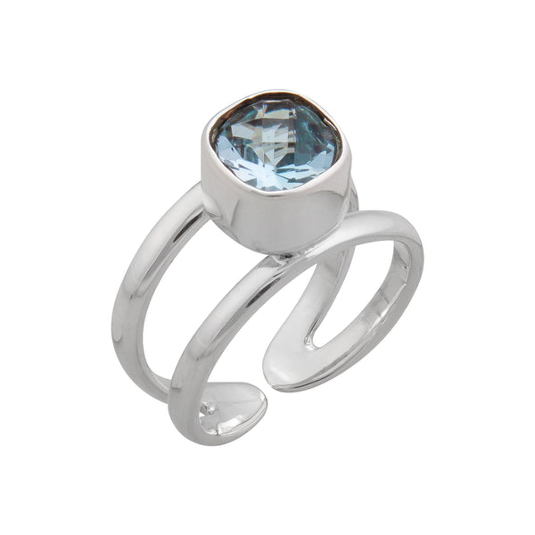 charles albert Sterling Silver Blue Topaz Adjustable Cuff Ring Sterling Silver Rings
