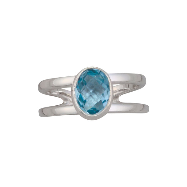 charles albert Sterling Silver Blue Topaz Adjustable Cuff Ring Sterling Silver Rings
