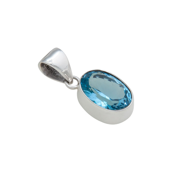 Charles Albert Sterling Silver Blue Topaz Oval Pendant Sterling Silver Pendants