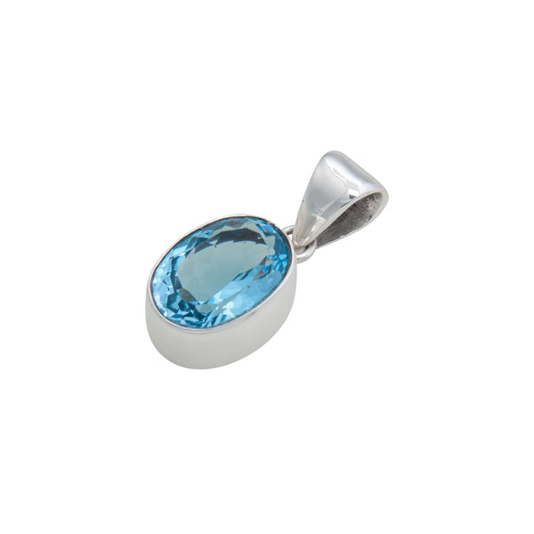 Charles Albert Sterling Silver Blue Topaz Oval Pendant Sterling Silver Pendants