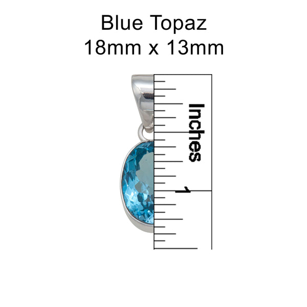 Charles Albert Sterling Silver Blue Topaz Oval Pendant Sterling Silver Pendants