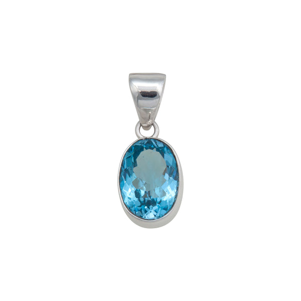 charles albert Sterling Silver Blue Topaz Oval Pendant Sterling Silver Pendants