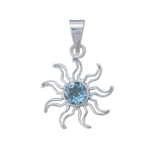 charles albert Sterling Silver Blue Topaz Sun Pendant Sterling Silver Pendants
