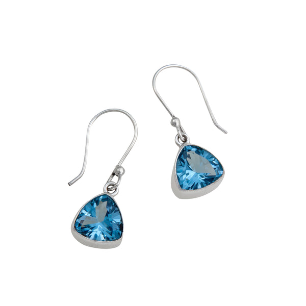 Charles Albert Sterling Silver Blue Topaz Trillion Drop Earrings Sterling Silver Earrings