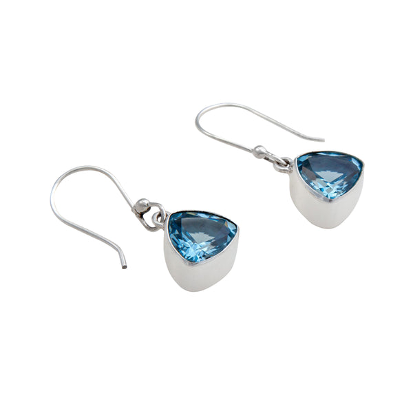 Charles Albert Sterling Silver Blue Topaz Trillion Drop Earrings Sterling Silver Earrings