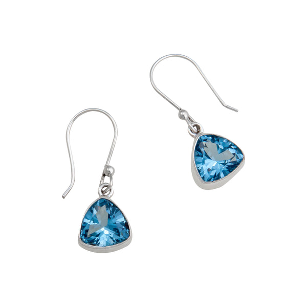 Charles Albert Sterling Silver Blue Topaz Trillion Drop Earrings Sterling Silver Earrings