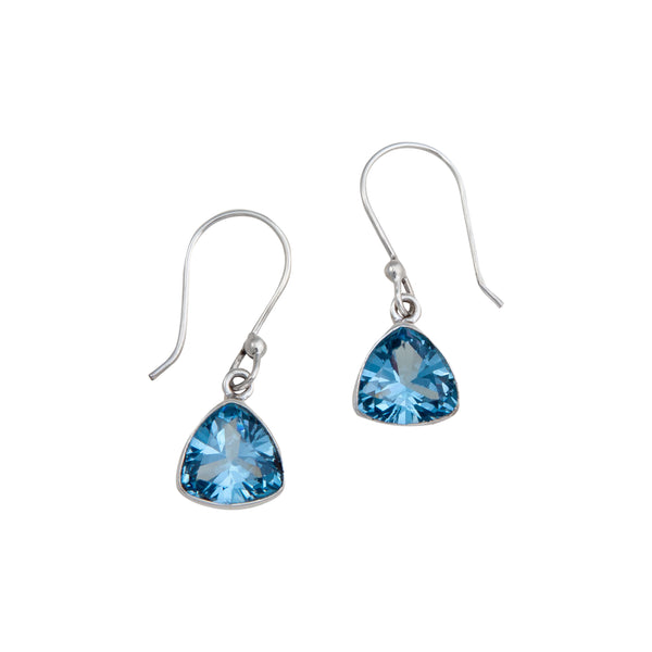 charles albert Sterling Silver Blue Topaz Trillion Drop Earrings Sterling Silver Earrings