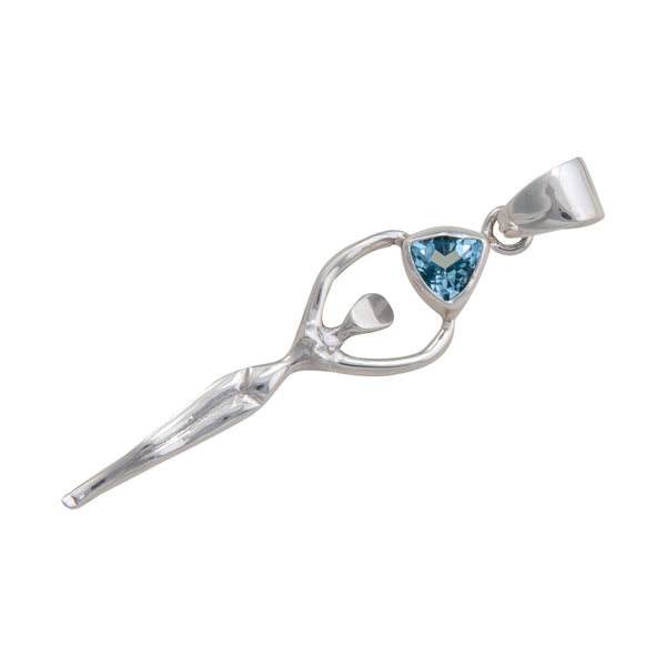 Charles Albert Sterling Silver Blue Topaz Trillion Goddess Pendant Sterling Silver Pendants