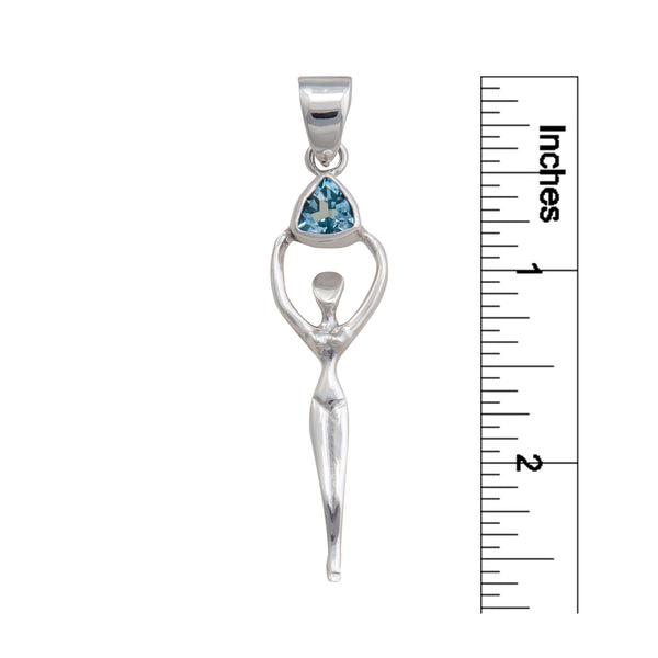 Charles Albert Sterling Silver Blue Topaz Trillion Goddess Pendant Sterling Silver Pendants