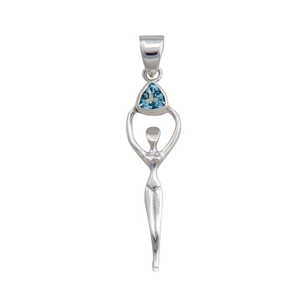 charles albert Sterling Silver Blue Topaz Trillion Goddess Pendant Sterling Silver Pendants