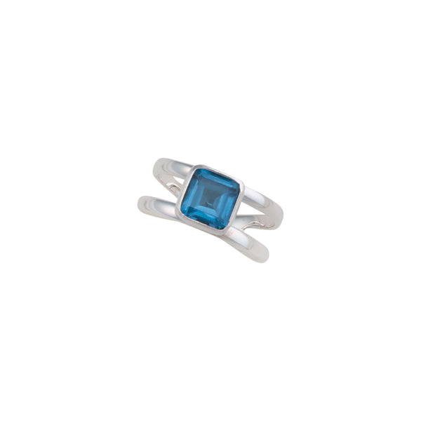 Charles Albert Sterling Silver Blue Zircon Adjustable Cuff Ring Sterling Silver Rings