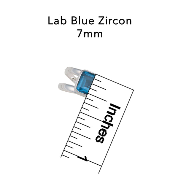 Charles Albert Sterling Silver Blue Zircon Adjustable Cuff Ring Sterling Silver Rings