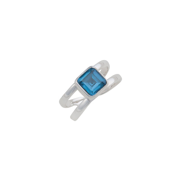 charles albert Sterling Silver Blue Zircon Adjustable Cuff Ring Sterling Silver Rings