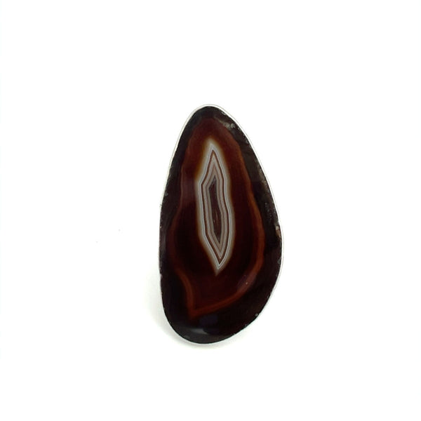 Charles Albert Sterling Silver Brown/Nude Agate Slice Adjustable Ring 30% Off - Discontinued Items