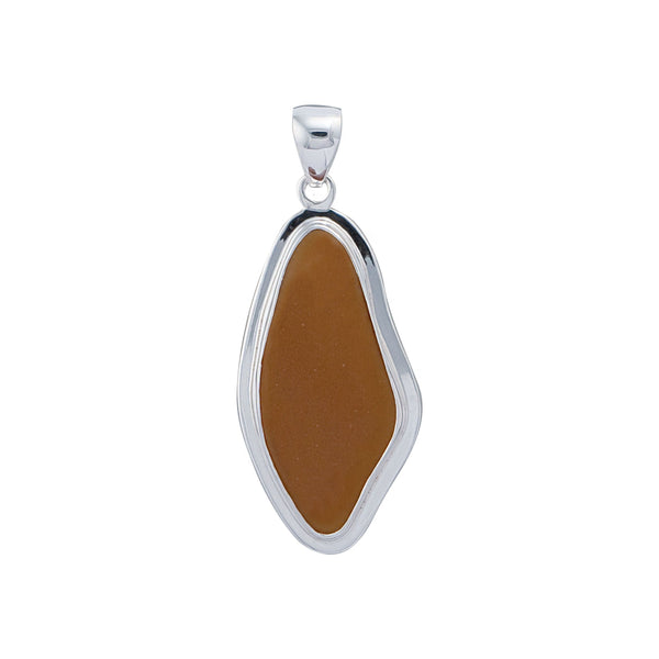 charles albert Sterling Silver Brown Recycled Glass Pendant with Detailed Edge 30% Off - Discontinued Items
