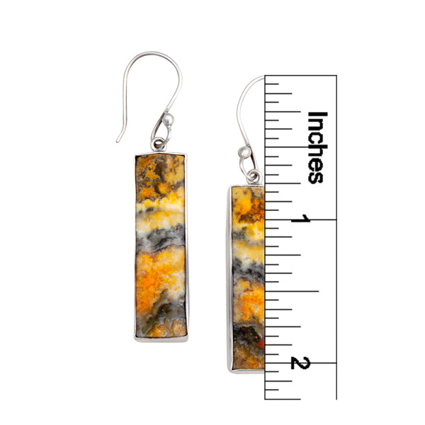 Charles Albert Sterling Silver Bumblebee Jasper Rectangle Drop Earrings Sterling Silver Earrings