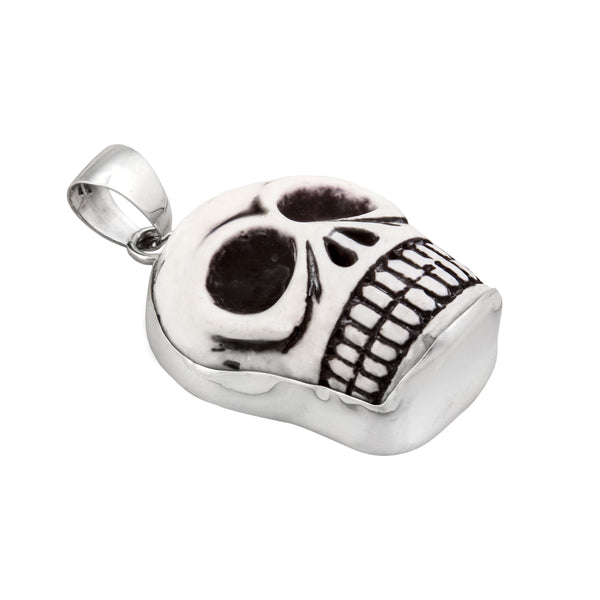 Charles Albert Sterling Silver Ceramic Skull Pendant Sterling Silver Pendants