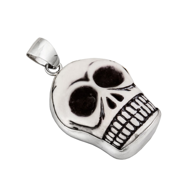 Charles Albert Sterling Silver Ceramic Skull Pendant Sterling Silver Pendants