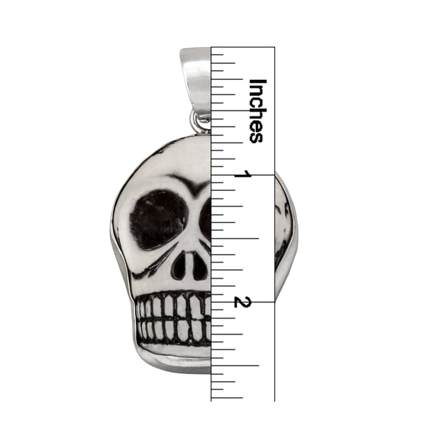 Charles Albert Sterling Silver Ceramic Skull Pendant Sterling Silver Pendants