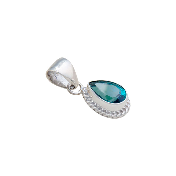 Charles Albert Sterling Silver Chrome Dioptase Teardrop Rope Pendant Sterling Silver Pendants