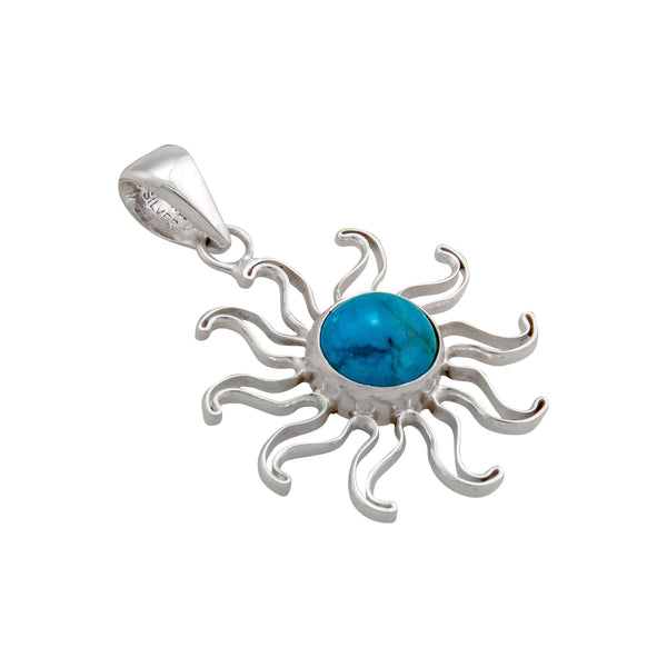 Charles Albert Sterling Silver Chrysocolla Sun Pendant Sterling Silver Pendants