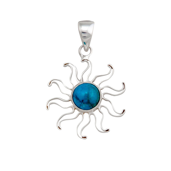 charles albert Sterling Silver Chrysocolla Sun Pendant Sterling Silver Pendants