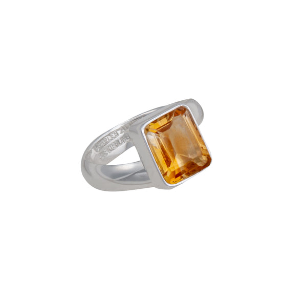 Charles Albert Sterling Silver Citrine Adjustable Ring Sterling Silver Rings