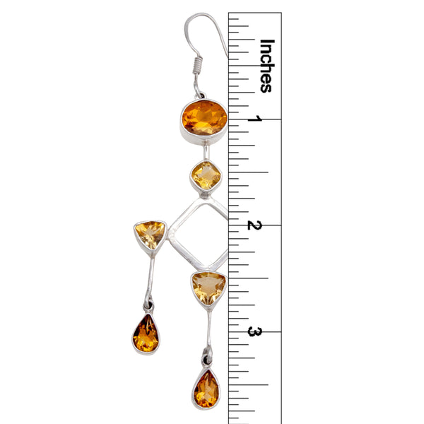 Charles Albert Sterling Silver Citrine Chandelier Drop Earrings Sterling Silver Earrings