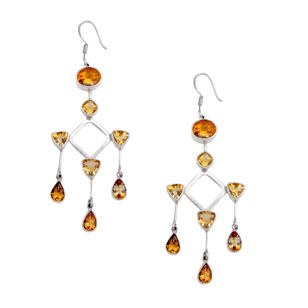 charles albert Sterling Silver Citrine Chandelier Drop Earrings Sterling Silver Earrings