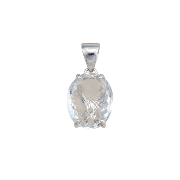 charles albert Sterling Silver Clear Quartz Prong Set Pendant Alchemia Pendants